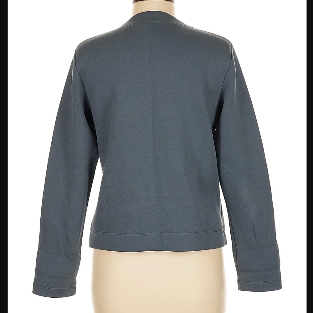 Muji Blue Snap Cardigan Sweatshirt Womens Size Medium M Scuba Cotton Fleece - Picture 2 of 11